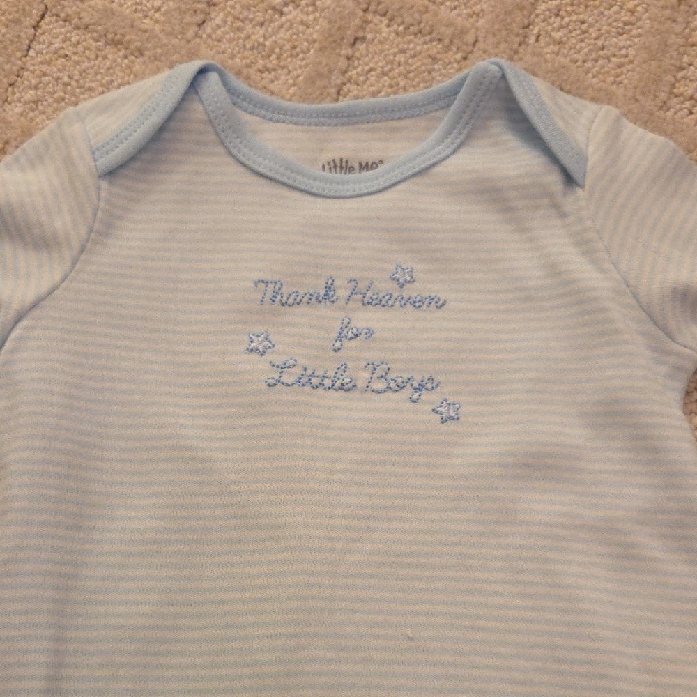 Little Me Light Blue Striped Baby Outfit